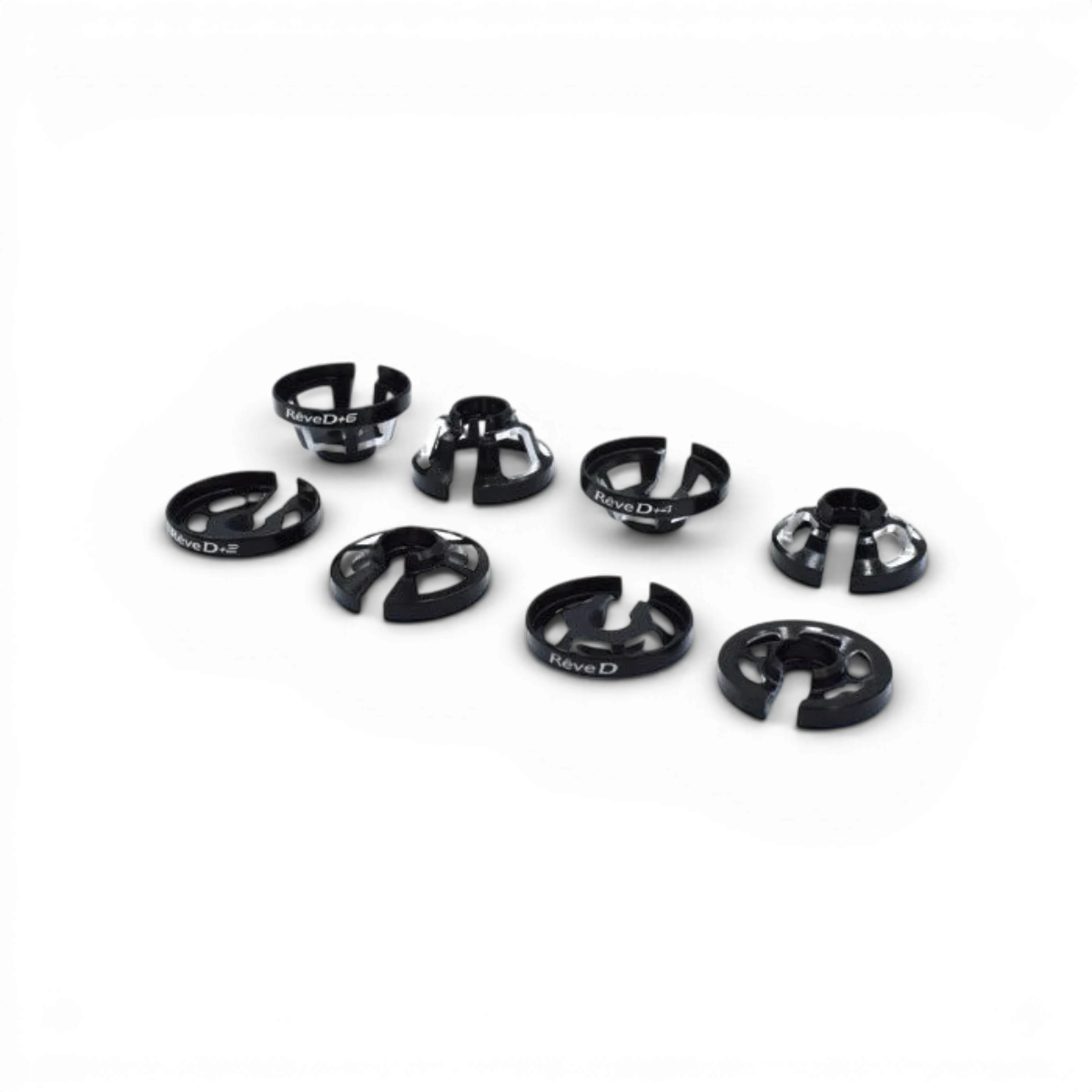 Coupelles amortisseurs +0mm pour pièces détachées de la marque Team Reve D, vue en gros plan sur l'image.