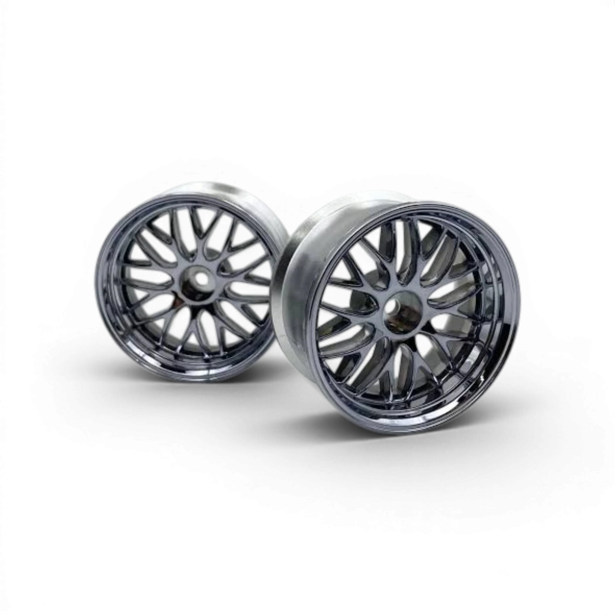 Roues Custom Lab's GNOSIS HR201 Chrome avec décalage 6, finition brillante, visibles sur l'image.