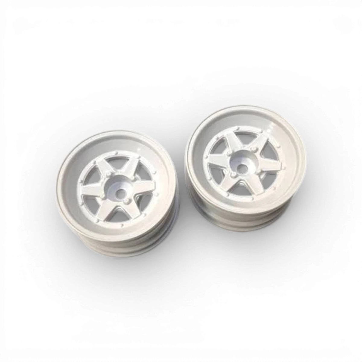Roues Mini Long Champ XR-4 Offset6 blanches de marque Topline, vues en gros plan sur l'image.