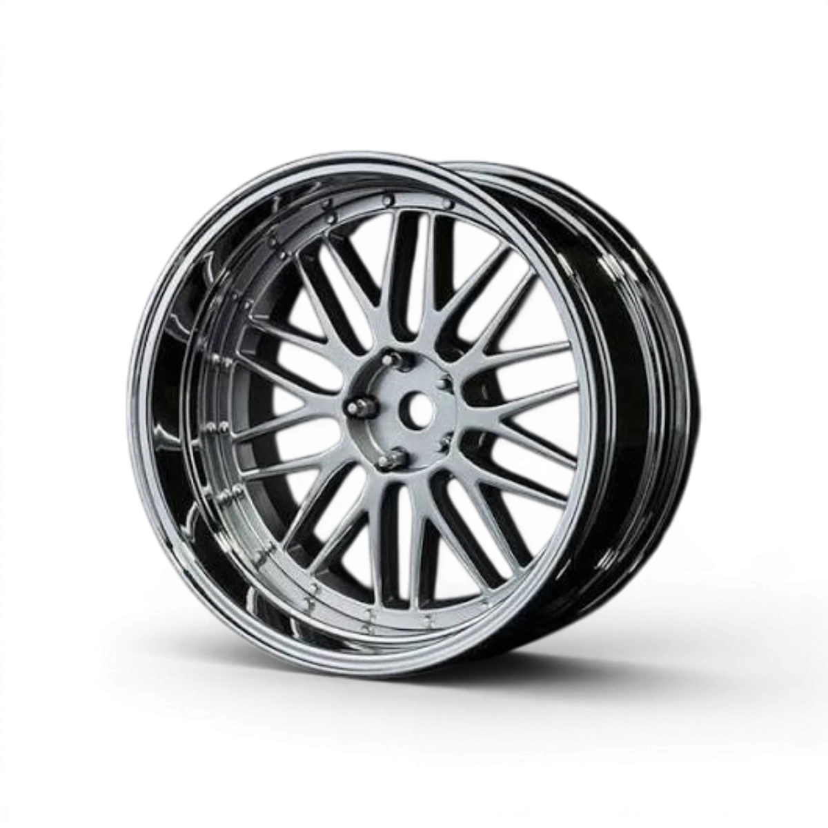 Roues Max Speed Technology LM Offset réglable en chrome brillant et chrome mat, vue détaillée sur l'image.
