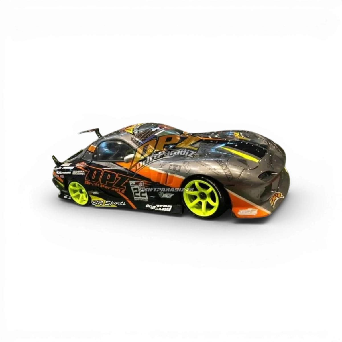 Jantes 6 branches haute traction jaune fluo pour voitures RC, marque Team Yokomo, avec décalage offset 6.