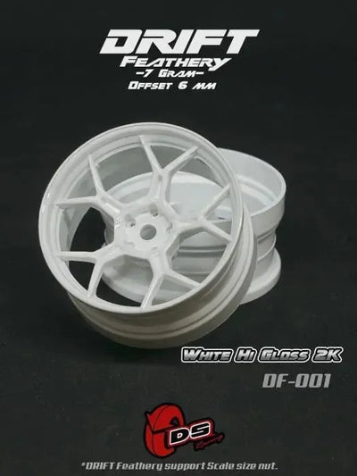 Jantes drift Feathery (2pcs) - Blanc brillant - +6mm - DS Racing - DF-001