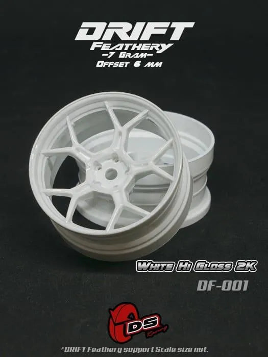 Jantes drift Feathery (2pcs) - Blanc brillant - +6mm - DS Racing - DriftParadiZ