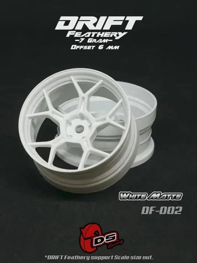 Jantes drift Feathery (2pcs) - Blanc mat - +6mm - DS Racing - DF-002