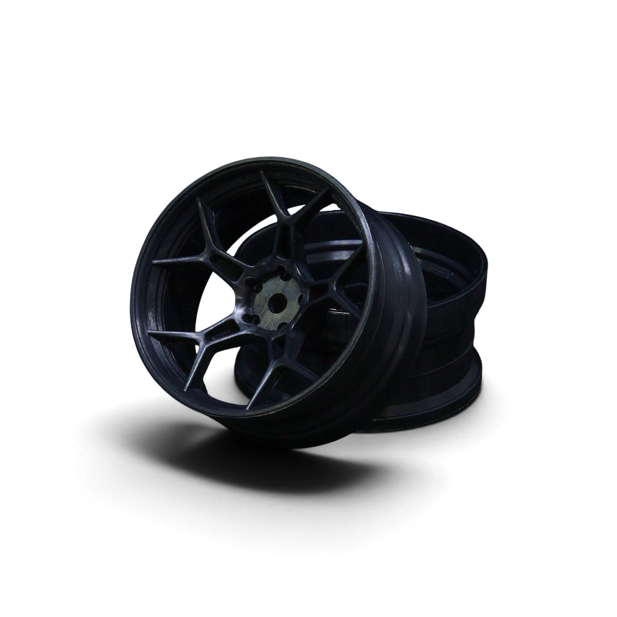 Jantes drift Feathery noirs pour voitures RC, 2 pièces, super douces, +8mm, par DS Racing, design léger et performant.