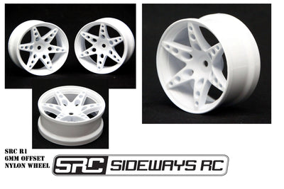 Jantes R1 déport +6mm - Blanches - SRC Sideways RC - SRC-R1-WT