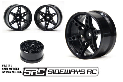 Jantes R1 déport +6mm - Noires - SRC Sideways RC - SRC-R1-BK
