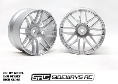 Jantes R2 déport +6mm - Gris argent - SRC Sideways RC - SRC-R2-BRSIL
