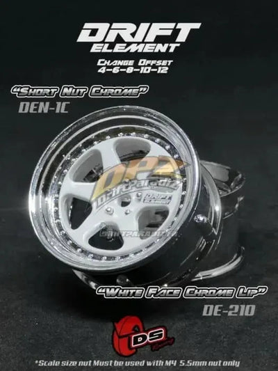 Jantes réglables Drift Element II Blanche/Chromes/visserie Chrome - DS racing - DE-210