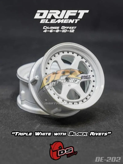 Jantes réglables Drift Element II blanches/visserie noires - DS racing - DE-202