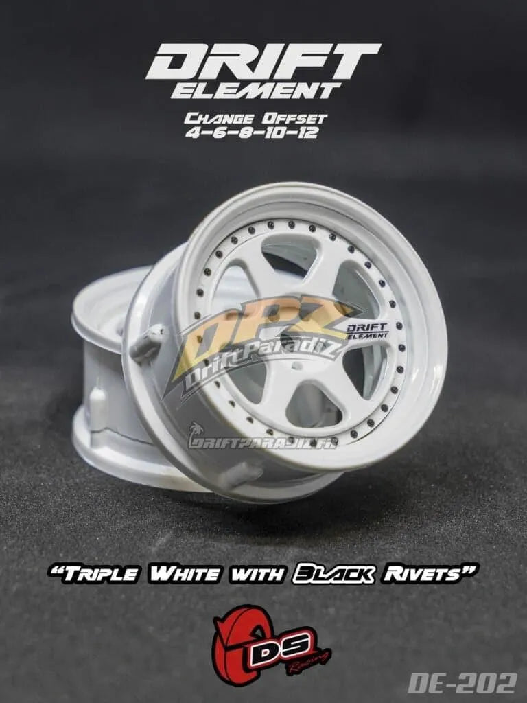 Jantes réglables Drift Element II blanches/visserie noires - DS racing - DriftParadiZ