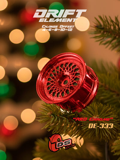 Jantes réglables Drift Element Mesh Blanches/Rivets Chrome Rouge - DS racing - DE-333