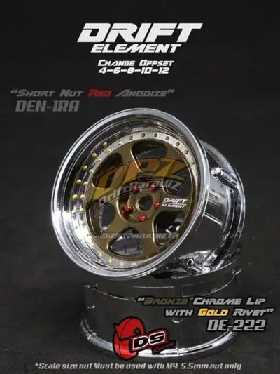 Jantes réglables Drift Elements Bronze/Chrome/visserie Or - DS Racing - DE-222