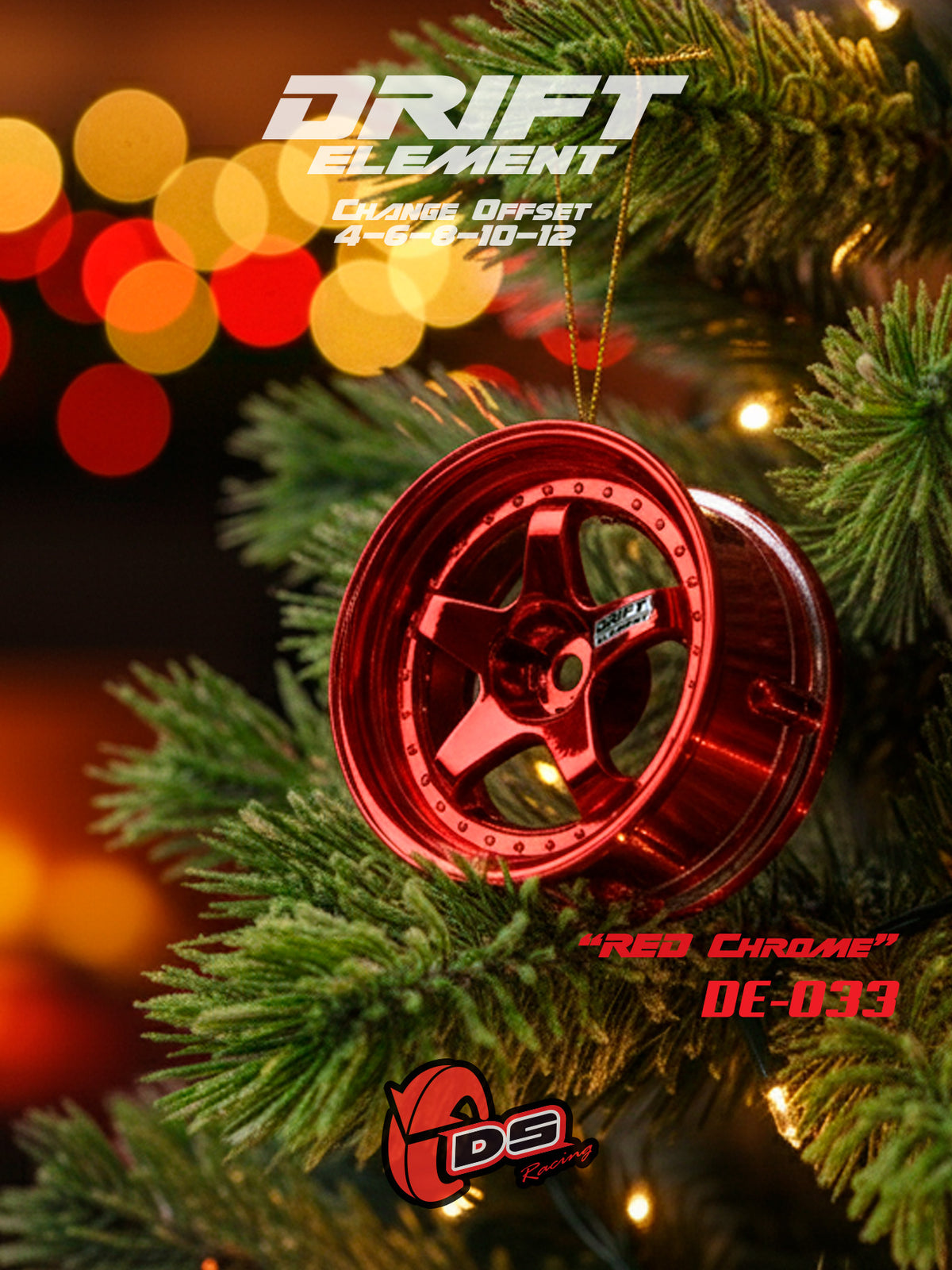 Jantes réglables Drift Elements Chrome Rouge de DS Racing, roues de voiture avec finition chromée rouge.