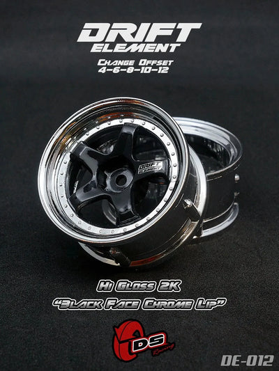 Jantes réglables Drift Elements Chromes/noires/visserie Chrome - DS Racing - DE-012