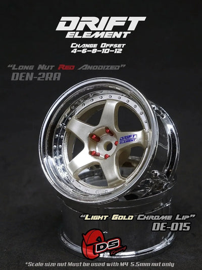Jantes réglables Drift Elements Or léger/Chrome/rivets chromes - DS Racing - DE-015