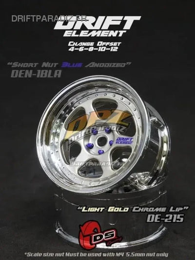 Jantes réglables Drift Elements Or léger/Chrome/rivets chromes - DS Racing - DE-215