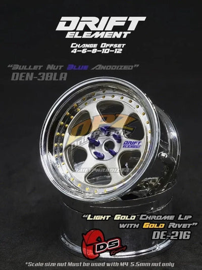 Jantes réglables Drift Elements Or léger/Chrome/visserie Or - DS Racing - DE-216