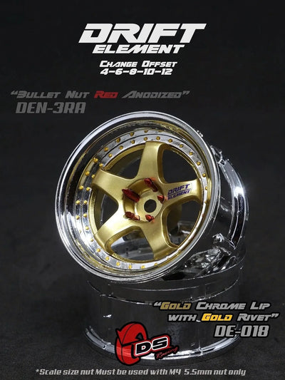 Jantes réglables Drift Elements Or/Chrome/visserie Or - DS Racing - DE-018