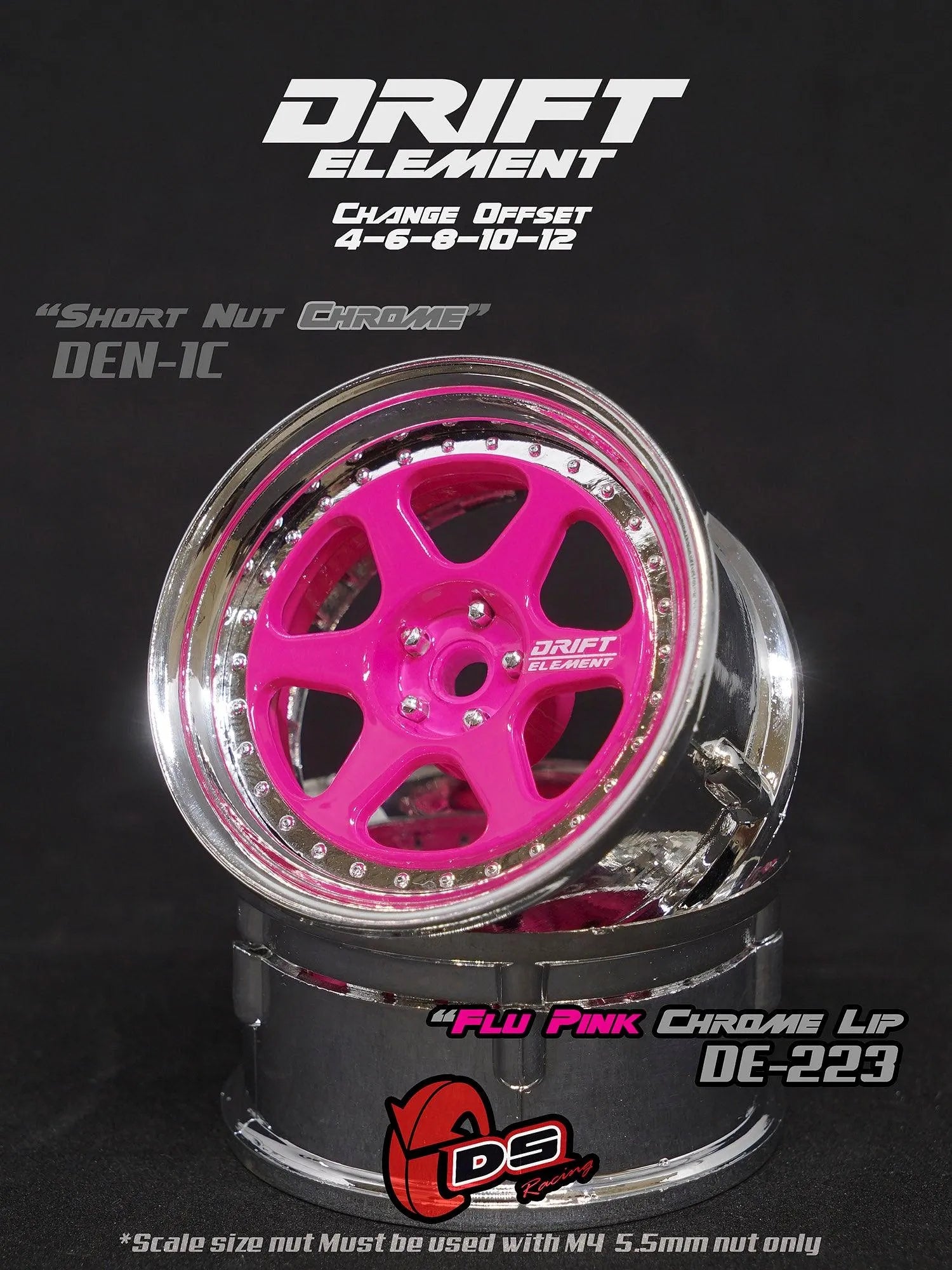 Jantes réglables Drift Elements Rose/Chrome - DS Racing - DriftParadiZ