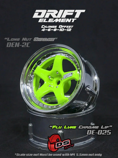 Fluo grün/ verchromt/ - verstellbare Felgen DS Racing - De-025