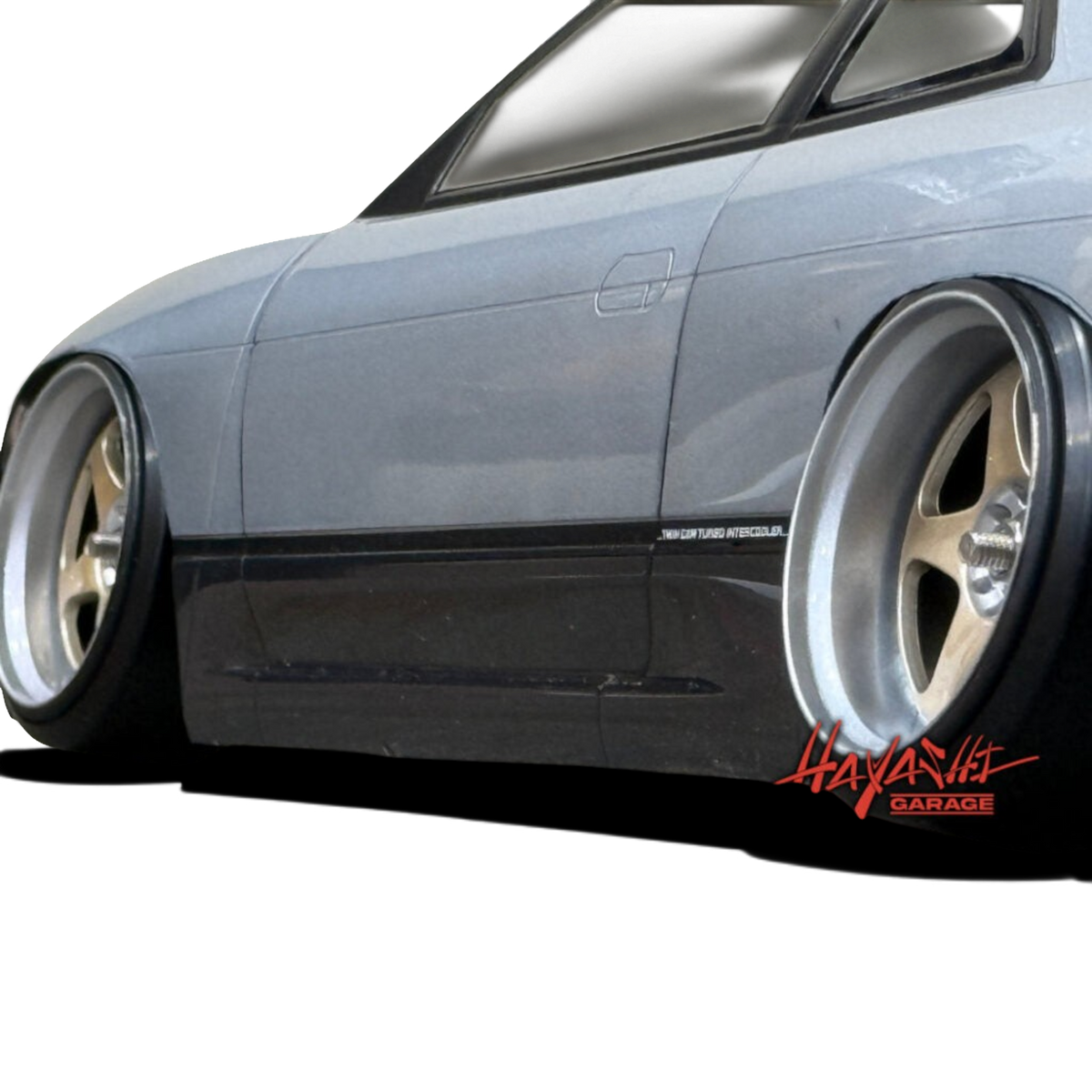Jantes RIMS 5-STAR MULTI-PIECE style 1/10 en gris argent avec décalage de 8 mm, marque Hayashi Garage, pour customisation.