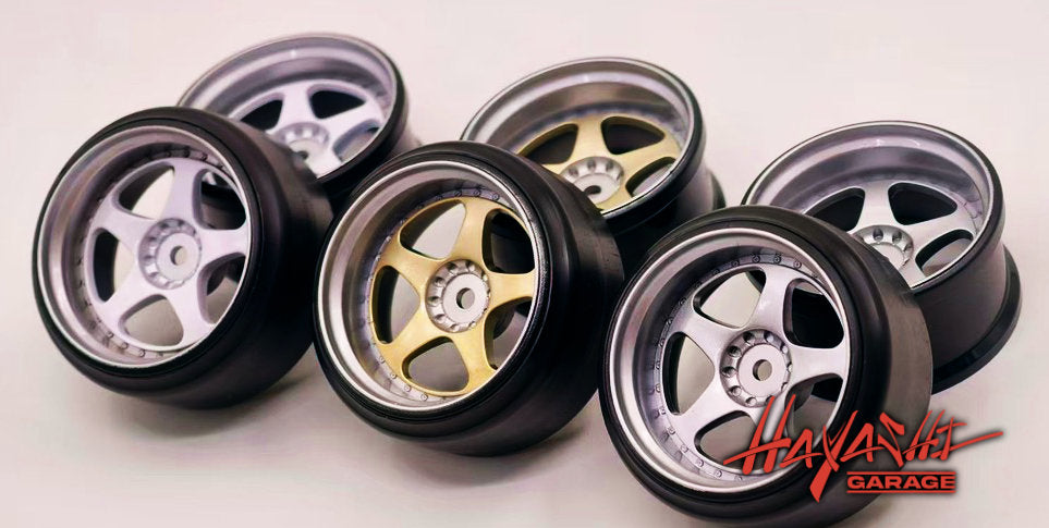 Jantes RIMS 5-STAR MULTIPIECE style 1/10 en gris argent avec offset de 8 mm, par HAYASHI GARAGE, pour personnalisation de voiture.