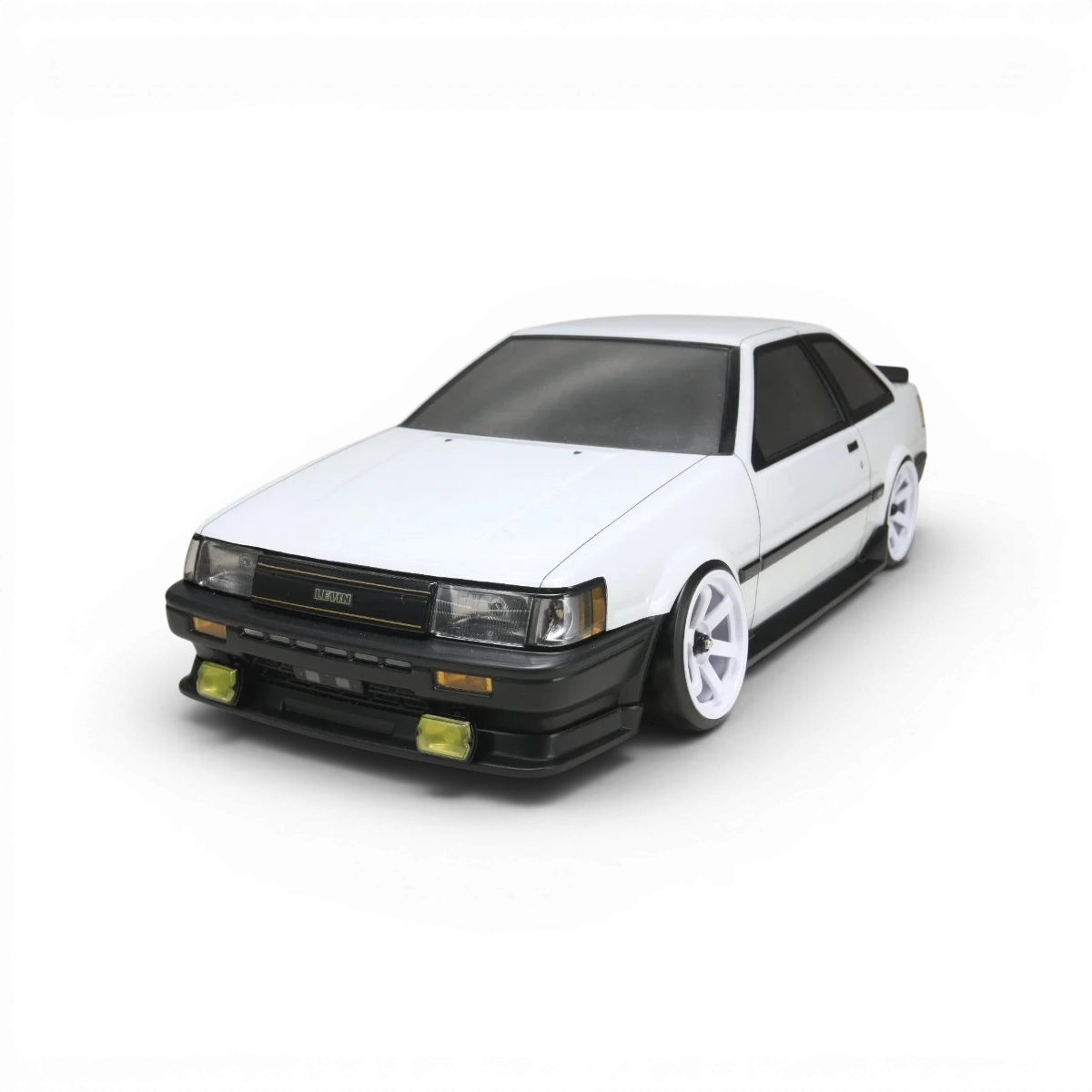 Kit carrosserie aéro Toyota Corolla AE86 Levin 2 portes de Team Yokomo, incluant pièces pour une modification de voiture.