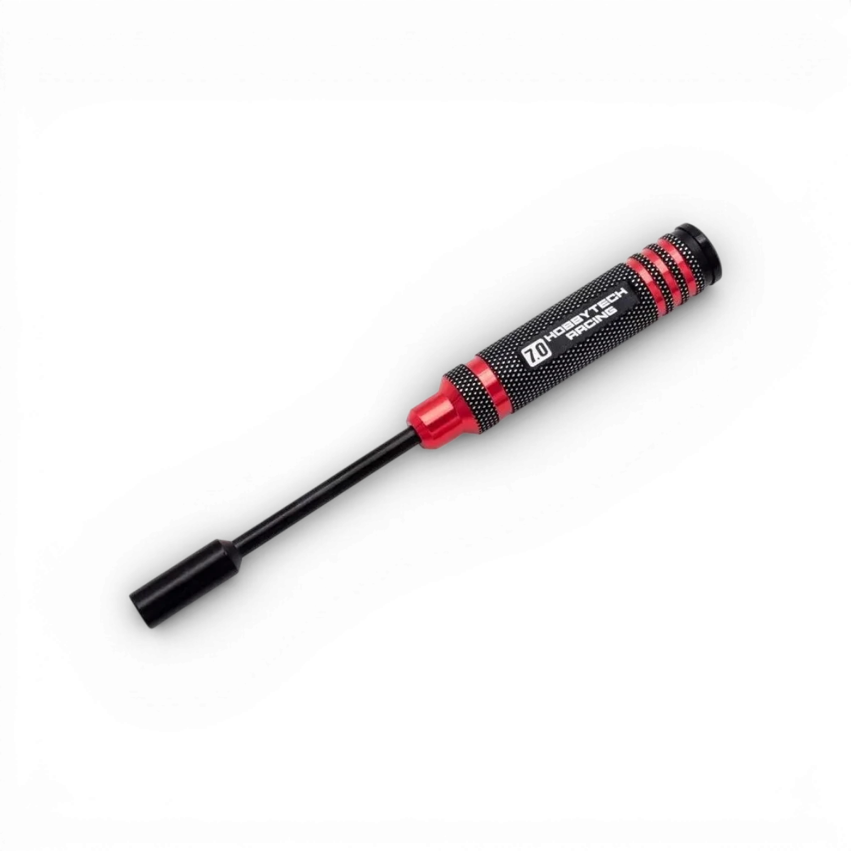 Kit de 4 tournevis rouge et noir avec douille 7mm, outils de fixation HOBBYTECH, accessoires pour travaux de précision.