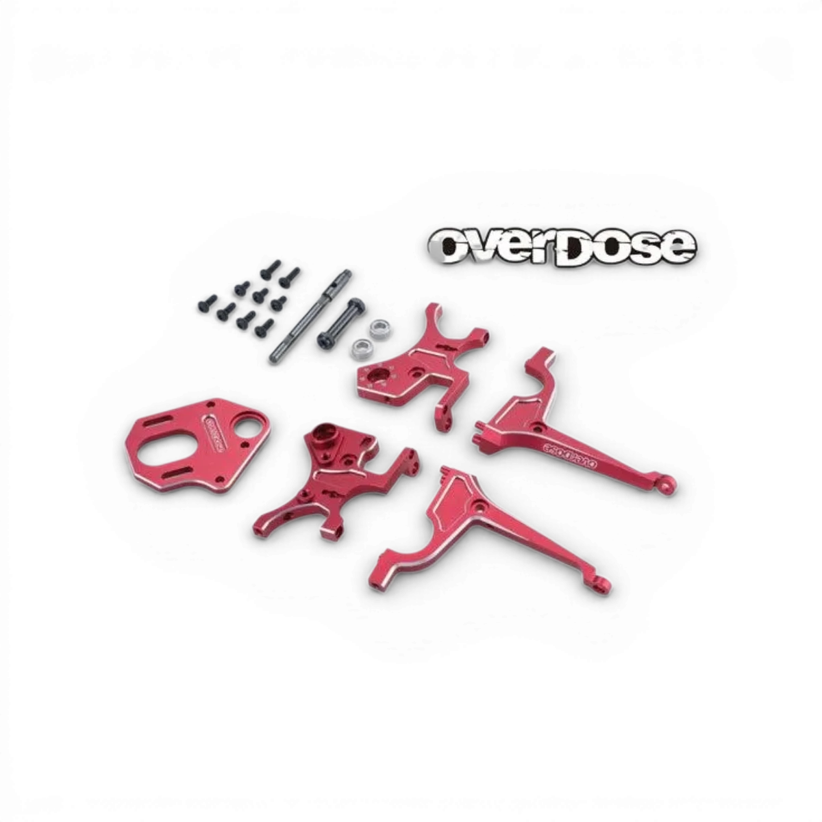 Kit de montage arrière en aluminium de type 2 pour pièces détachées Overdose, visible avec composants métalliques.
