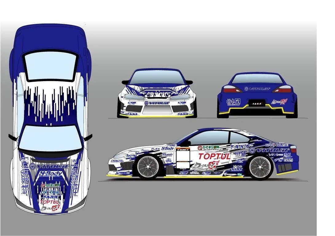 Kit de décoration PS-Taka pour Nissan Silvia S15, style Semi Tanaka D1 GP, accessoires de customisation pour voiture.
