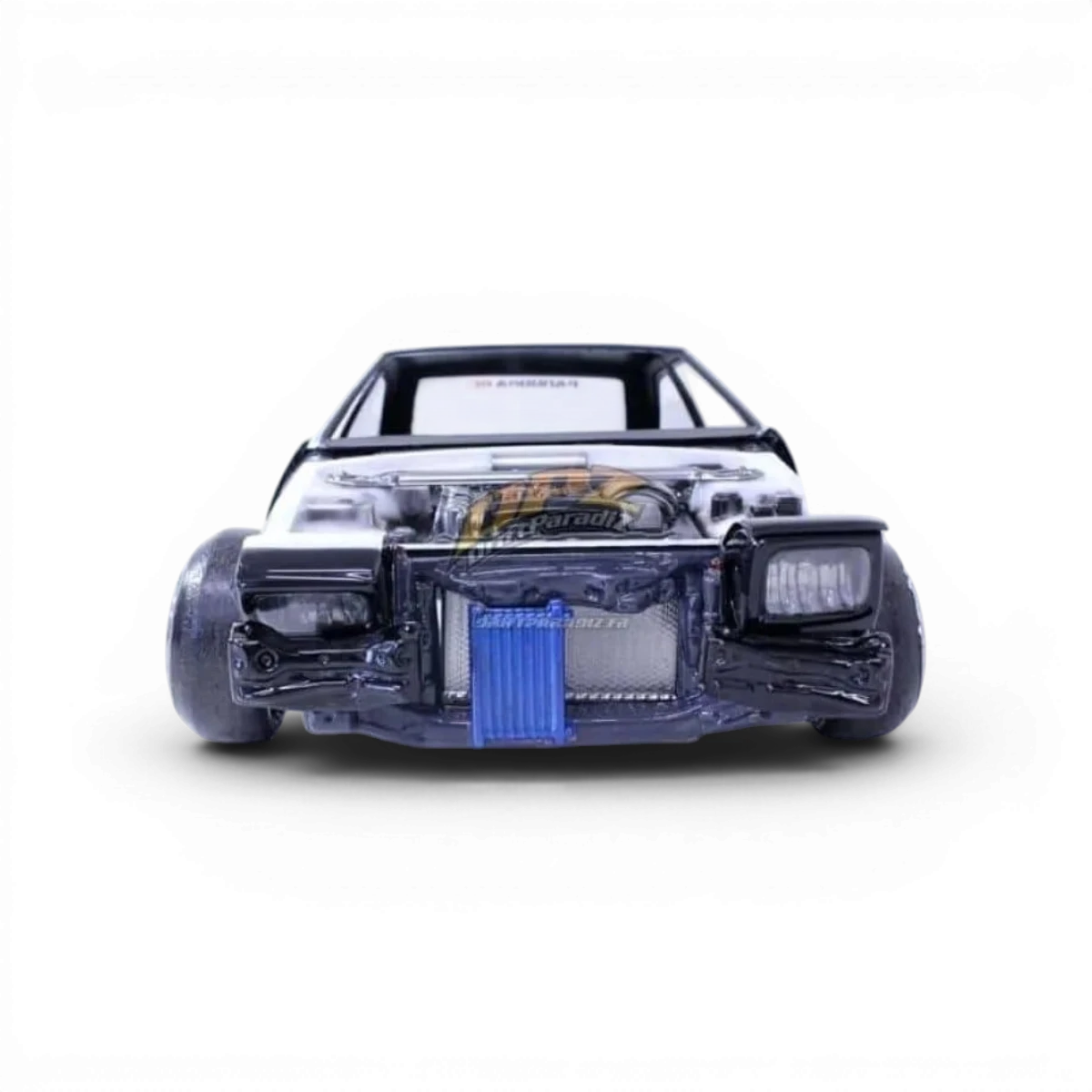 Kit intérieur, châssis et moteur apparent pour voiture RC AE86 Pandora RC, détails précis et composants visibles.