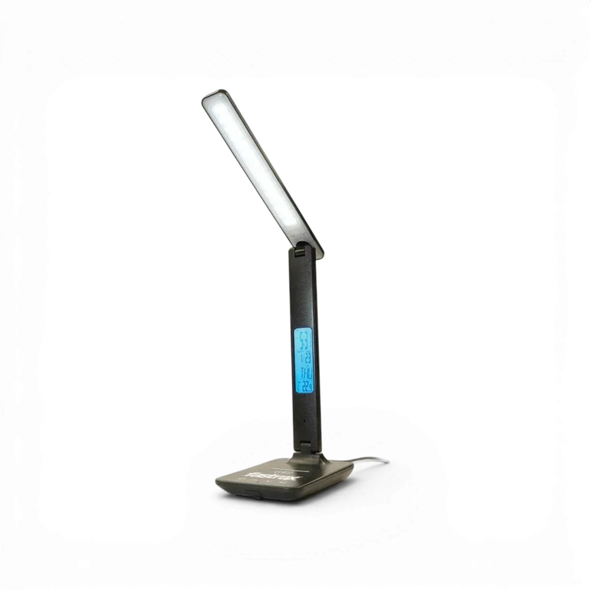 Lampe de stand LED multifonction FastRax avec chargeur induction, compatible EU 2-pin, accessoire pratique et moderne.