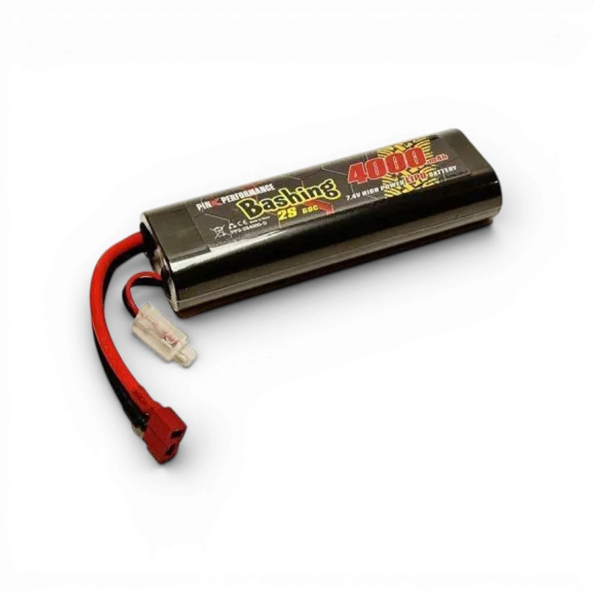 Batterie LiPo 2S 7,4V 4000mAh 50C ronde de Pink Performance pour électronique, connecteur Deans.