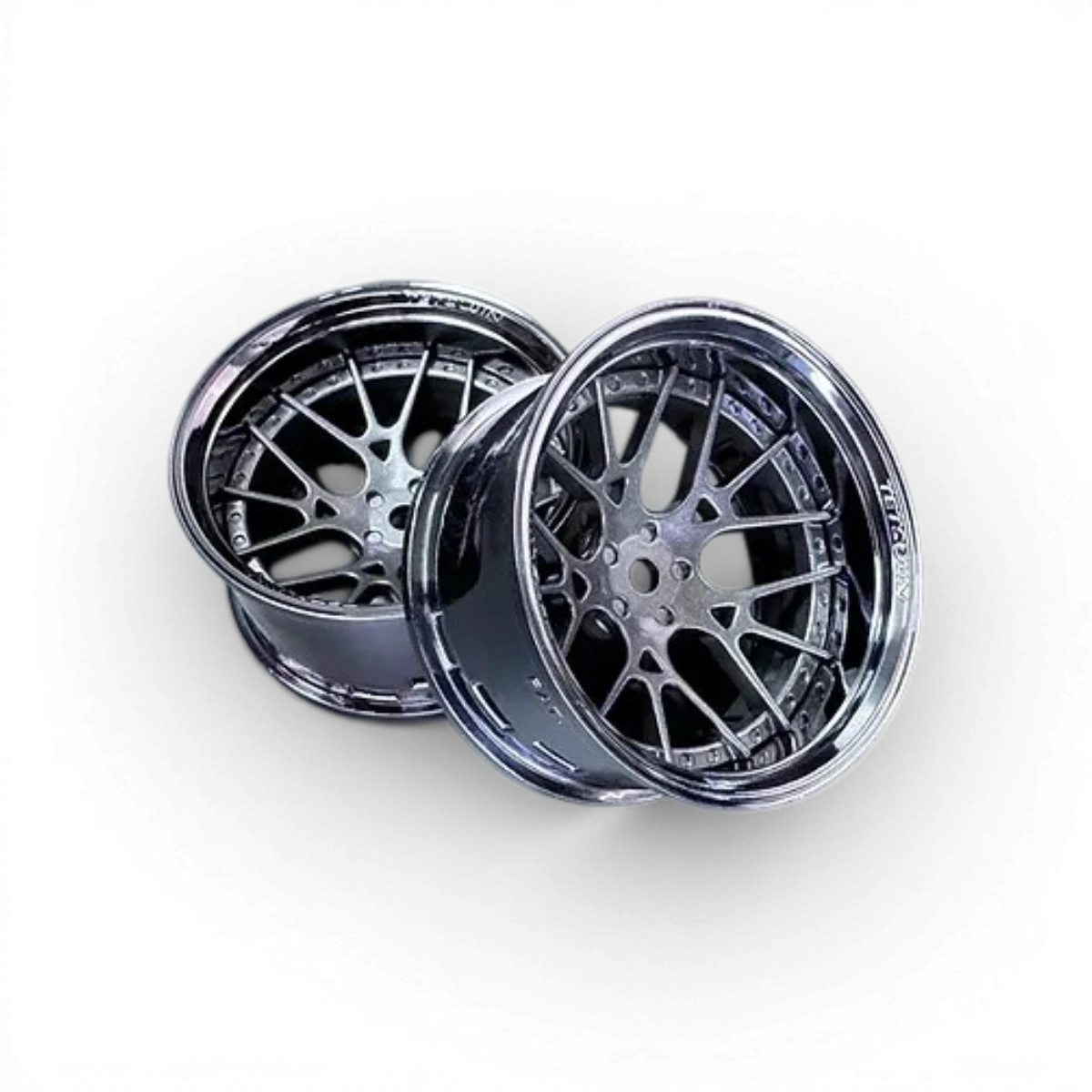 Roues Tetsujin Lycoris en métal Gun chromé avec fini brillant, design moderne et robuste pour vélo ou moto.