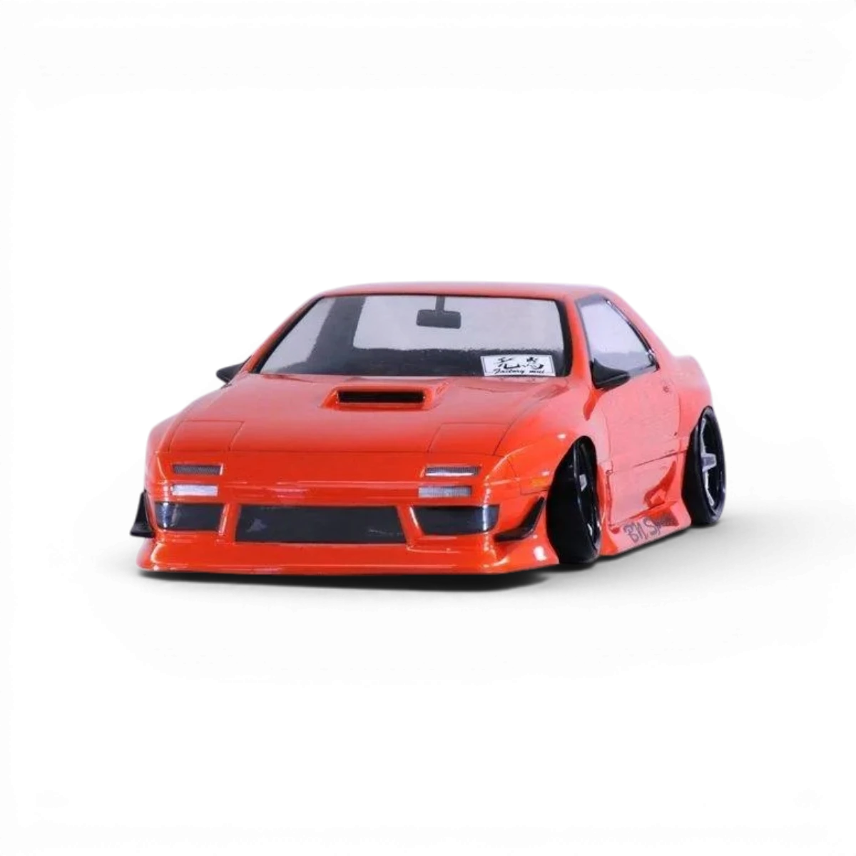 Carrosserie Mazda RX-7 FC3S BN Sports pour voiture télécommandée, Pandora RC, vue de face avec détails de la carrosserie.