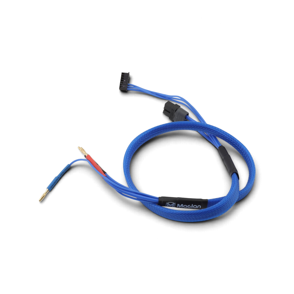 Câble de charge DriftParadiZ Maclan LiPo 2S avec connecteurs bullet 2 mm et XT60, gaine tressée bleue de 60 cm