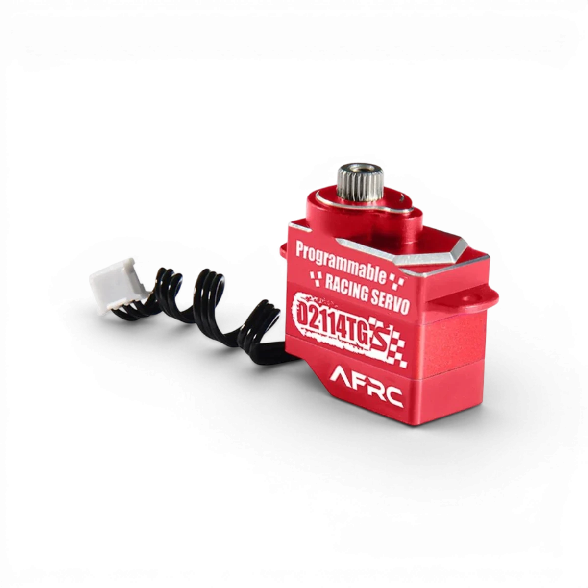 Mini servo AFRC D2114TG-S 25T électrique, moteur miniature violet, pour modèles RC et applications électroniques.