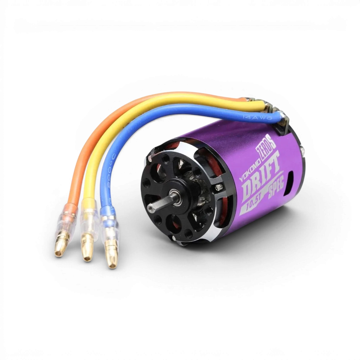 Moteur brushless sensored ZERO-S Drift 10.5T de Team Yokomo, moteur électronique pour voitures radiocommandées, vue de face.