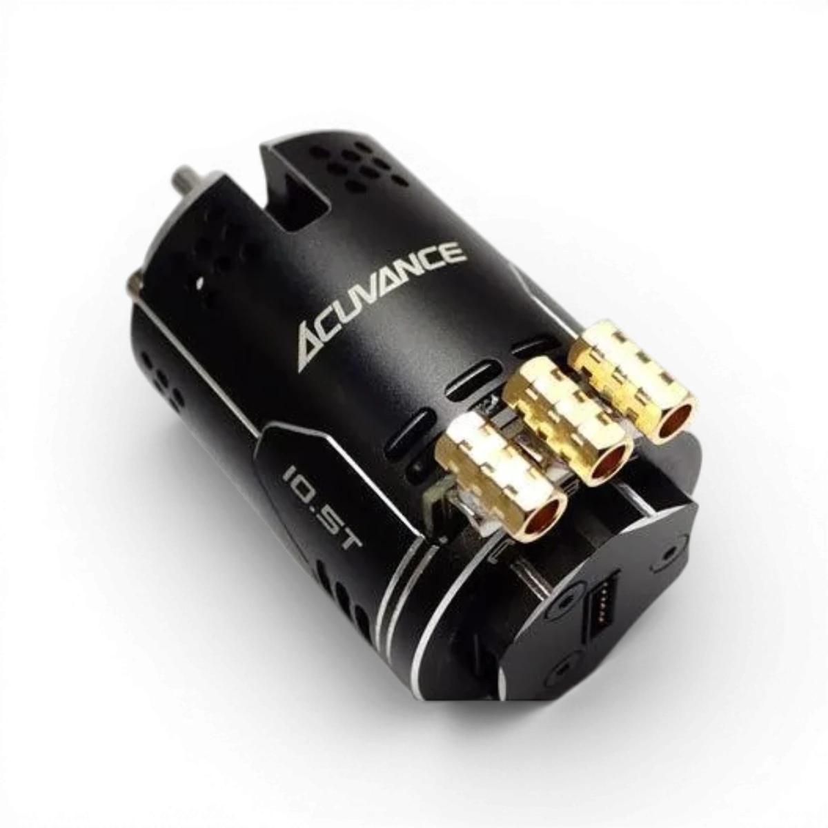 Moteur électronique Luxon AGILE 10.5T de la marque Acuvance, vue de face avec détails du rotor et connecteurs.