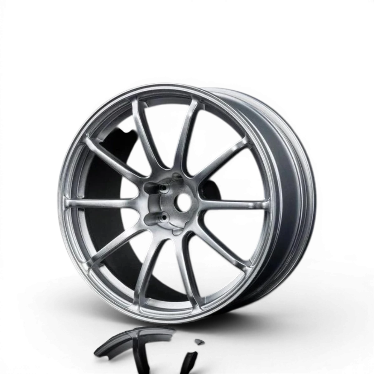 Quatre jantes Max Speed Technology RS II +7 Chrome Mat en acier avec finition argent plat pour véhicules.