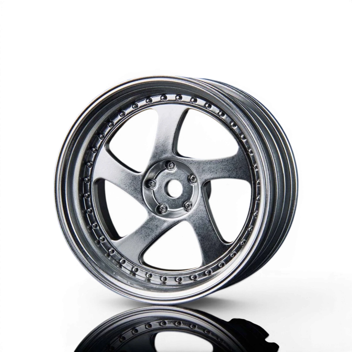 Jeux de 4 jantes TMB +8 en Chrome Mat pour roues, marque Max Speed Technology, finition argent plat.