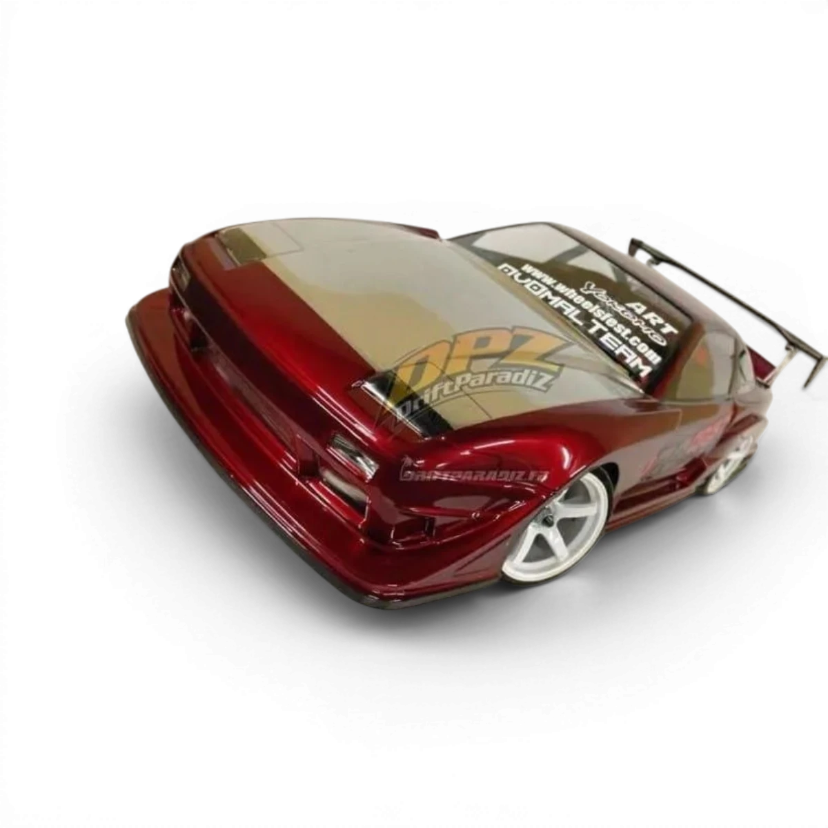 Carrosserie Nissan 180SX GP Sports pour voiture RC, modèle Team Yokomo, détail réaliste et finition précise.