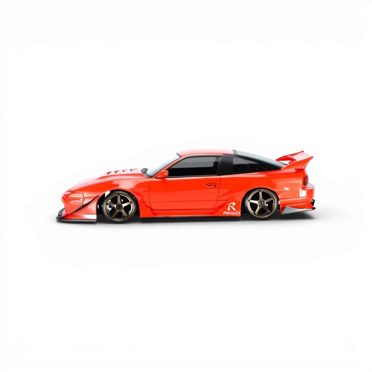 Carrosserie Nissan 180SX WISTERIA de Team Reve D, vue détaillée avec design coloré et éléments de drift.