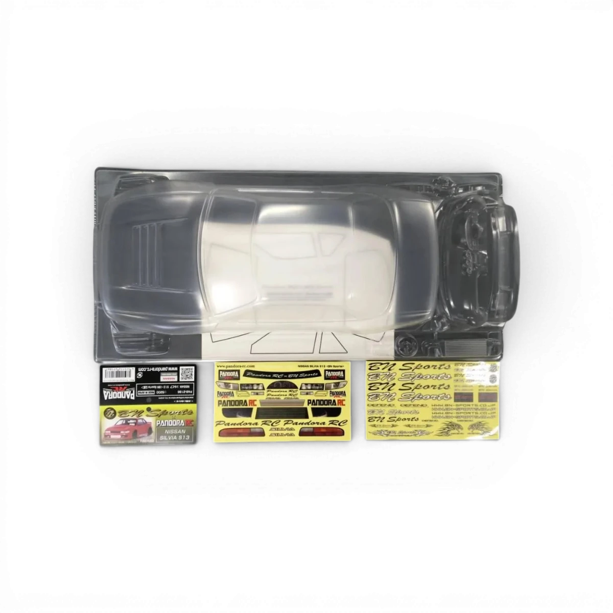 Carrosserie Nissan Silvia S13 BN Sports de Pandora RC, finition détaillée en plastique pour modélisme automobile.