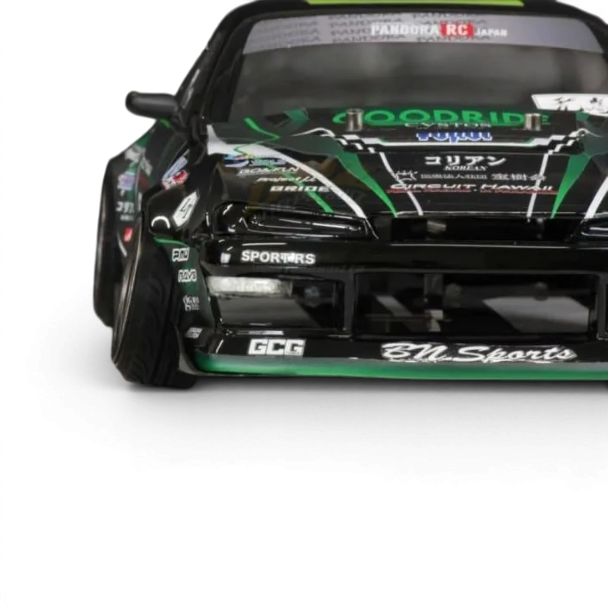 Carrosserie Nissan Silvia S14 tardive BLS / BN Sports de Pandora RC, vue détaillée de la carrosserie de voiture RC.