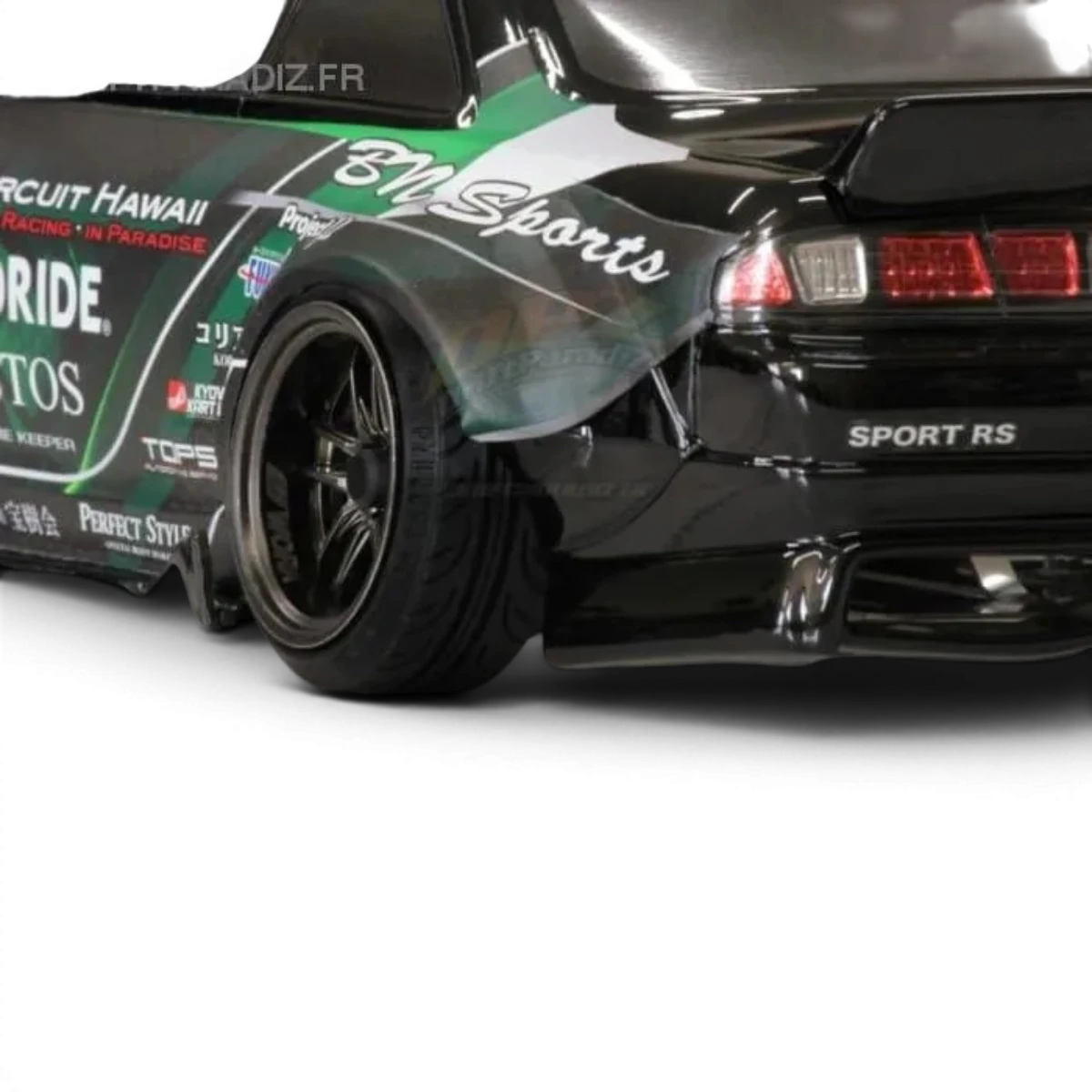 Carrosserie Nissan Silvia S14 tardive BLS BN Sports de Pandora RC, modèle réduit pour voitures RC, vue de profil.
