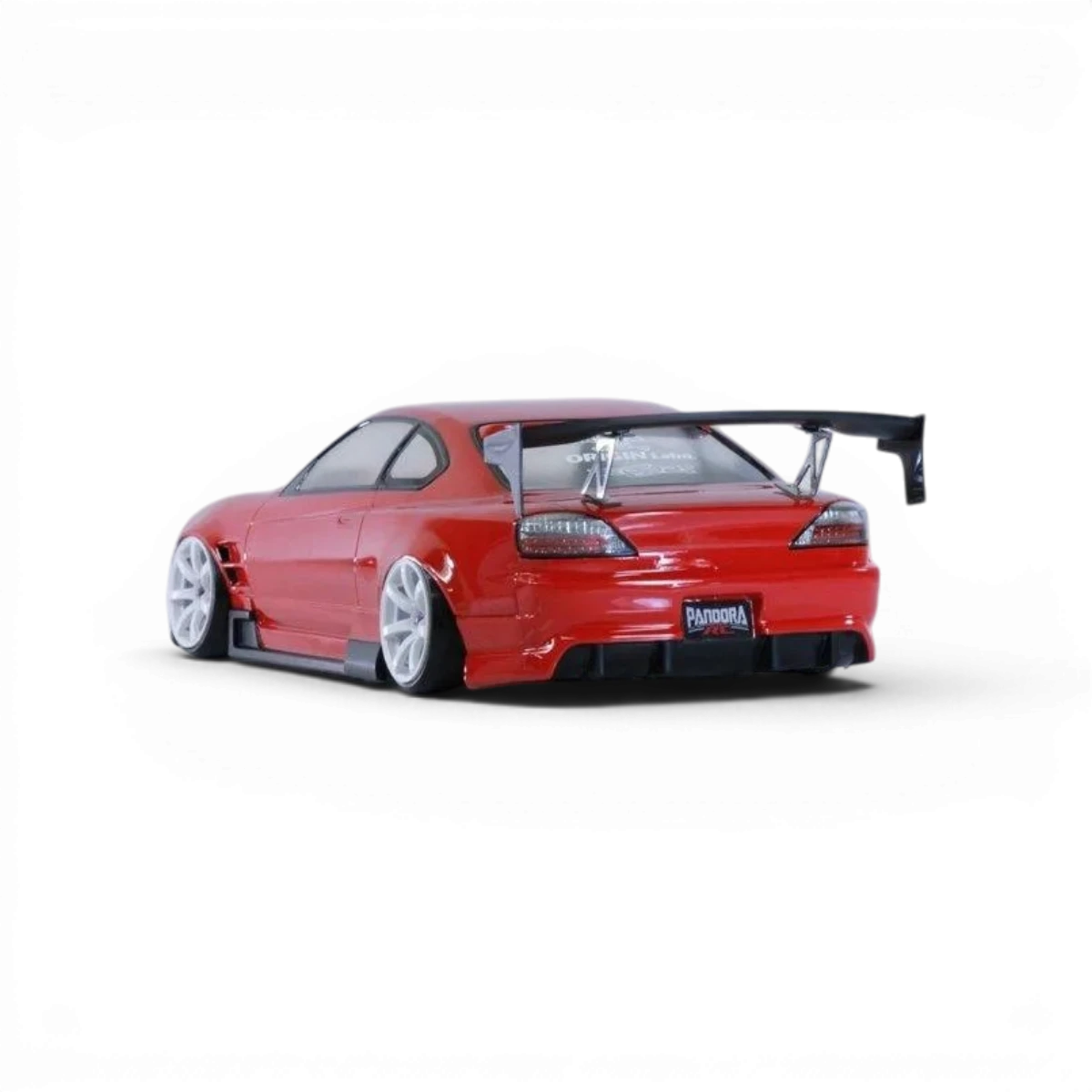 Carrosserie Nissan Silvia S15 Pandora RC ORIGIN Labo, modèle réduit de voiture de course, vue détaillée de la carrosserie.