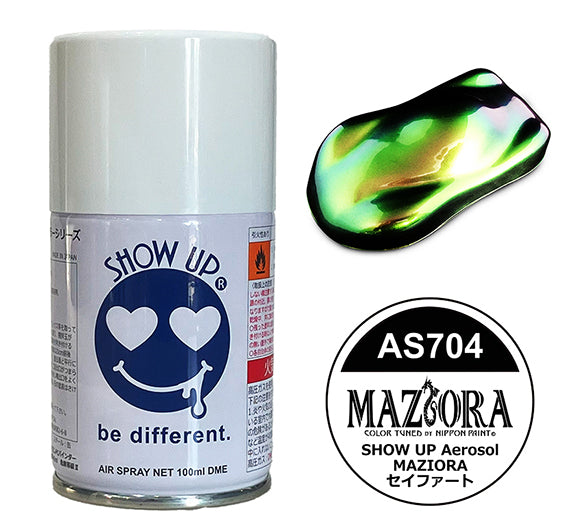 Aérosol de peinture Maziora Seyfert de 100ml en spray, finition polarisée, pour effets colorés et métalliques, par Show UP.