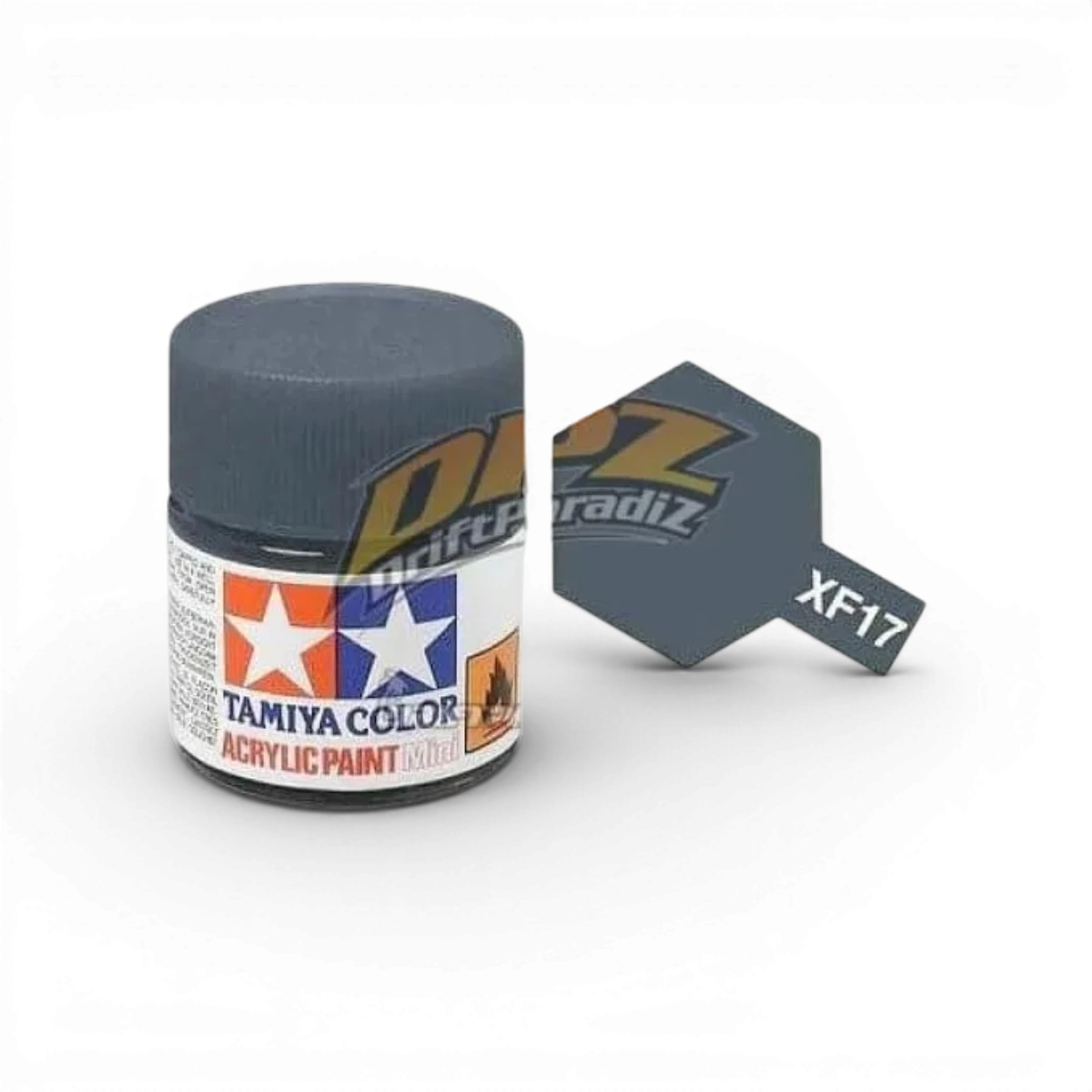 Peinture Tamiya Bleu Mer Foncé Mat XF17, pot de peinture pour modélisme, vue de dessus avec étiquette visible.